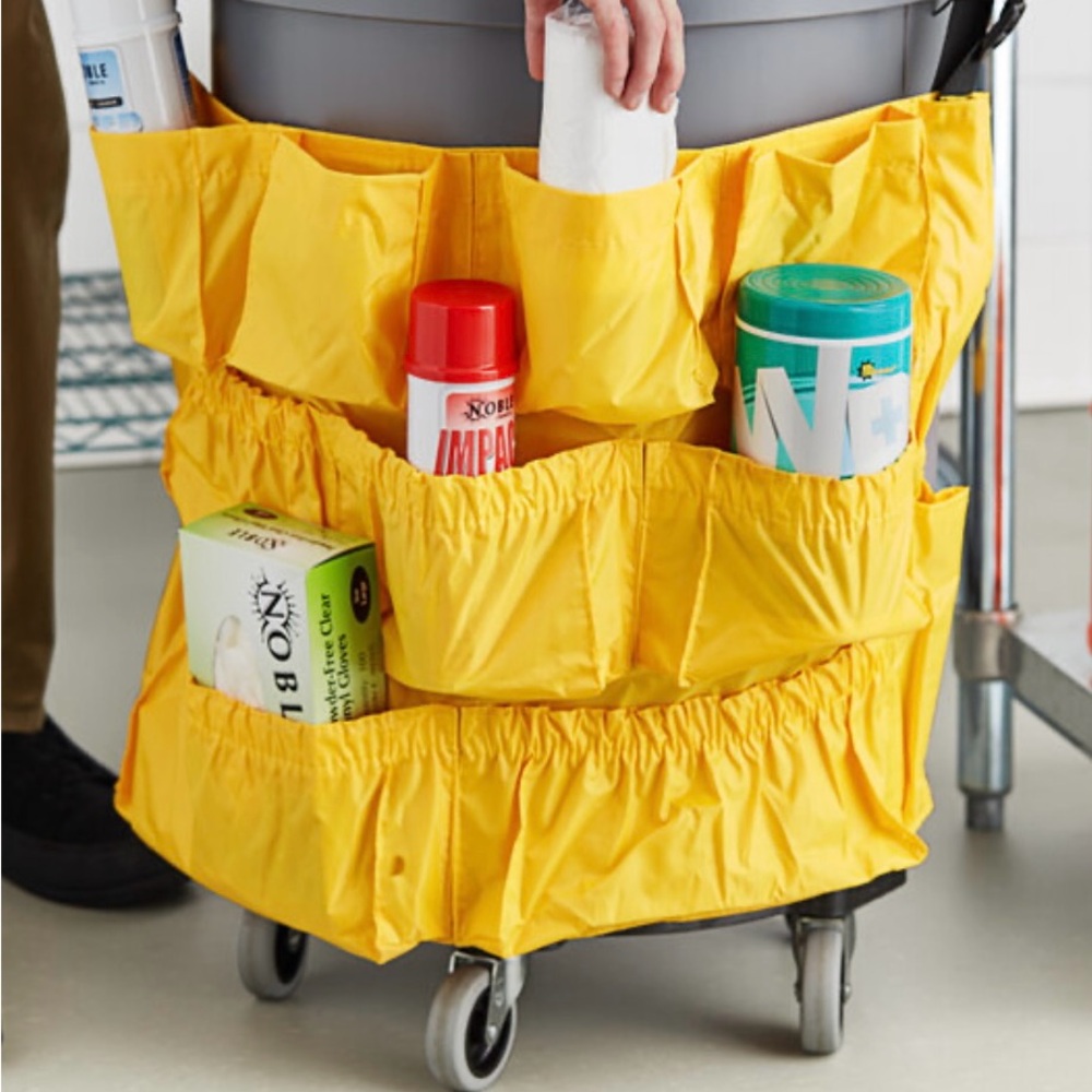 Yellow Trash Can cleaning caddy